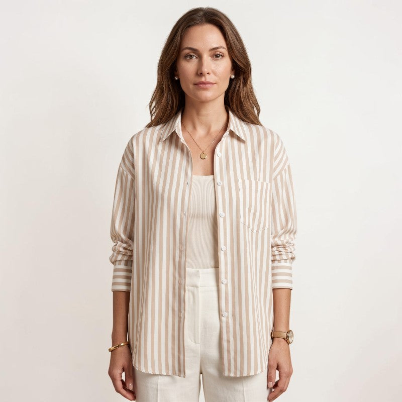 Orvalés | Chemise Rayée Femme à Col Classique – Manches Longues