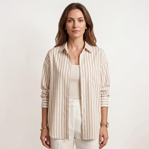 Orvalés | Chemise Rayée Femme à Col Classique – Manches Longues