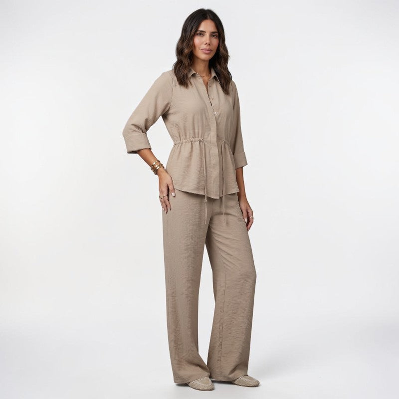 Orvalés | Ensemble Élégant Femme Coupe Classique Pantalon Large Luxe