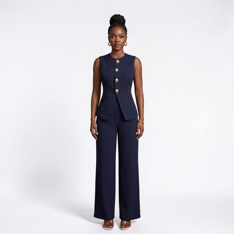 Orvalés | Ensemble Femme Chic Bureau Gilet et Pantalon Droit