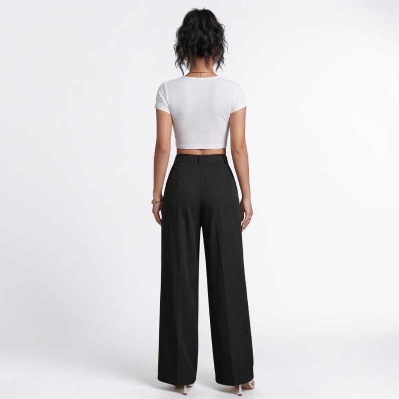 Orvalés | Pantalon Femme Taille Haute Coupe Large Style Classique