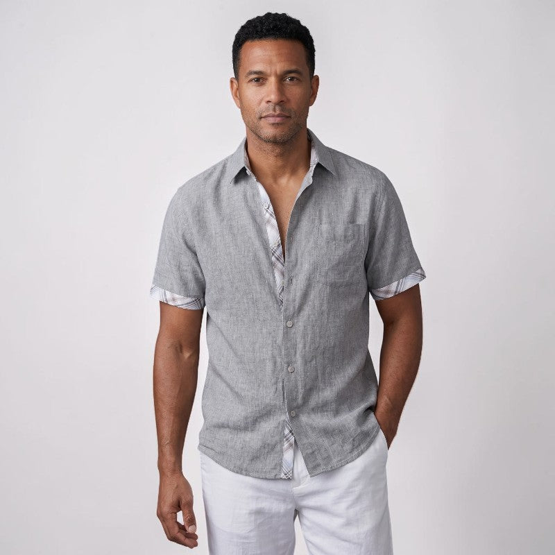 Orvalés | Chemise Homme en Lin à Manches Courtes avec Poche