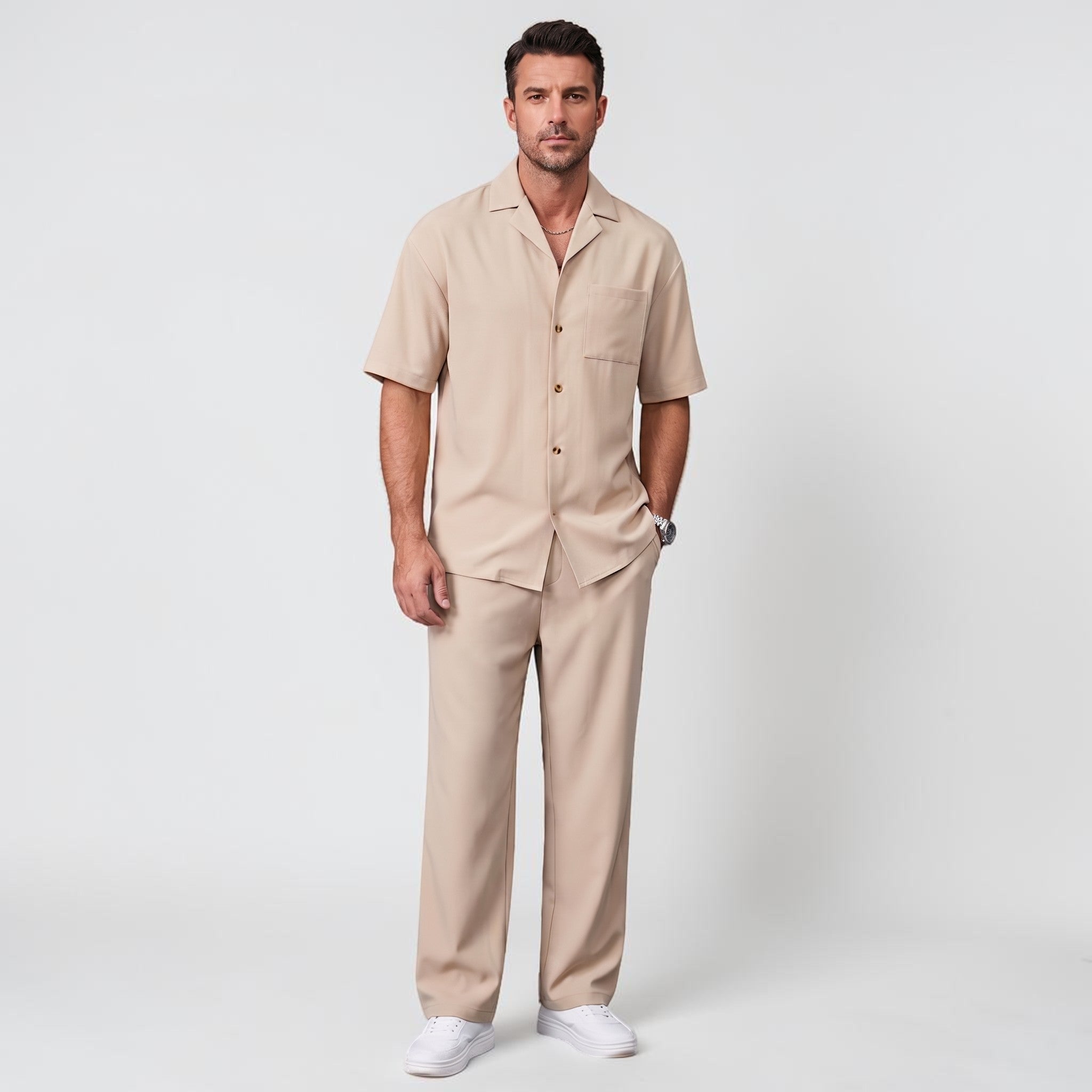 Orvalés | Ensemble Été Homme Deux Pièces Coupe Ample Pantalon Droit