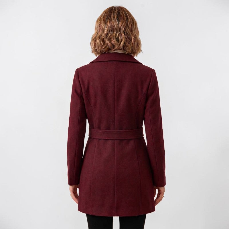 Orvalés | Manteau Tweed Femme Mi-Long Couleur Unie Hiver