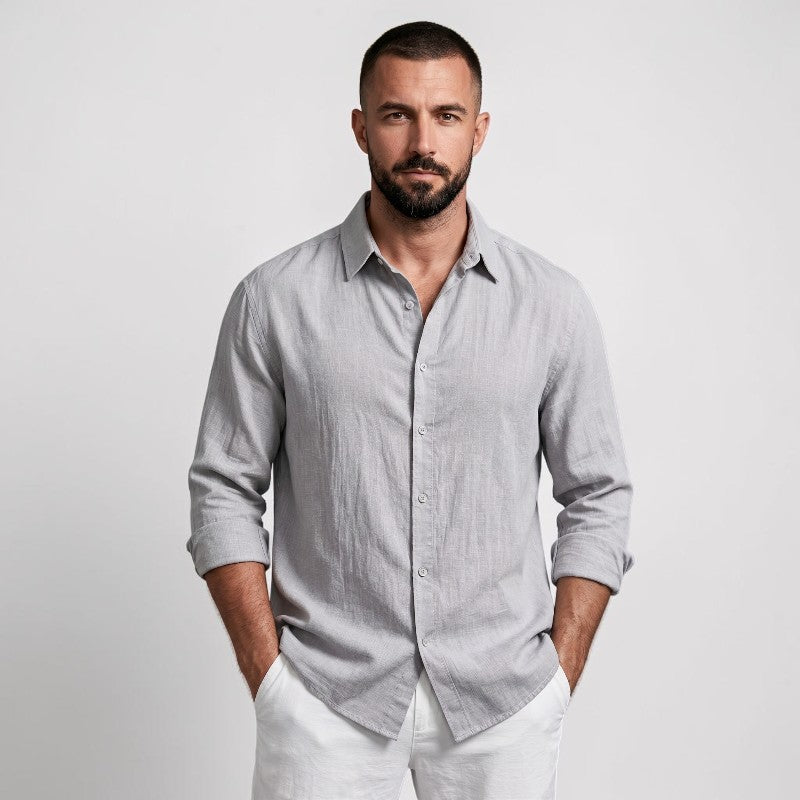 Orvalés | Chemise Homme Lin Style Manches Longues Légère et Respirante