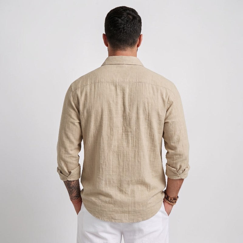 Orvalés | Chemise Homme Lin Style Manches Longues Légère et Respirante