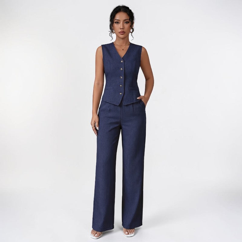 Orvalés | Ensemble Femme Chic Bureau Gilet et Pantalon Droit