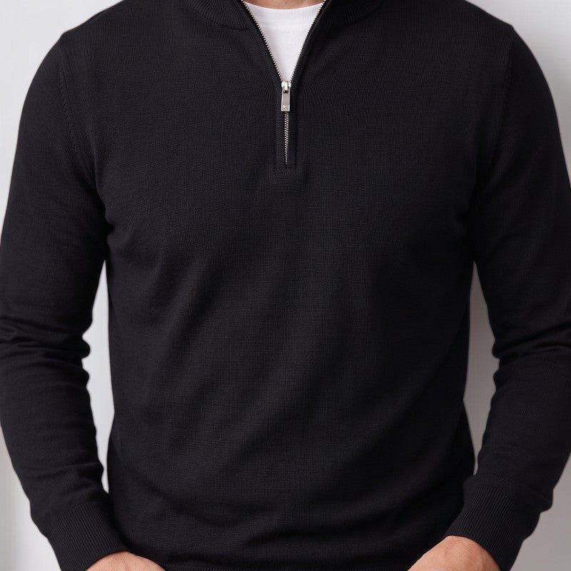 Orvalés | Pull Homme Col Cheminée Zippé Épais Couleur Unie