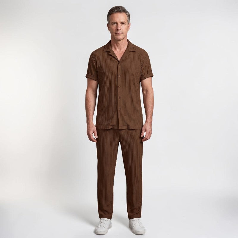 Orvalés | Ensemble Homme en Lin Chemise Manches Courtes et Pantalon