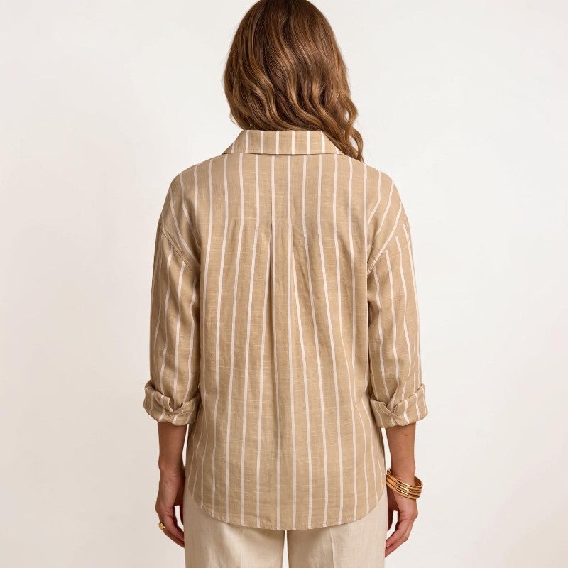 Orvalés | Chemise Femme Rayée Coupe Ample Col Classique Boutonnée