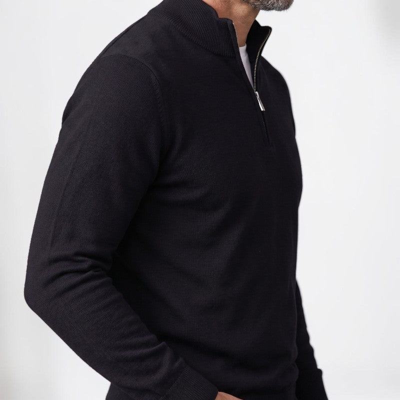 Orvalés | Pull Homme Col Cheminée Zippé Épais Couleur Unie