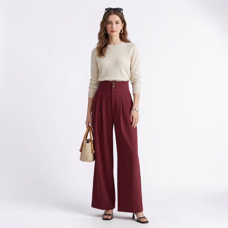 Orvalés | Pantalon Large Femme Taille Haute Chic Décontracté