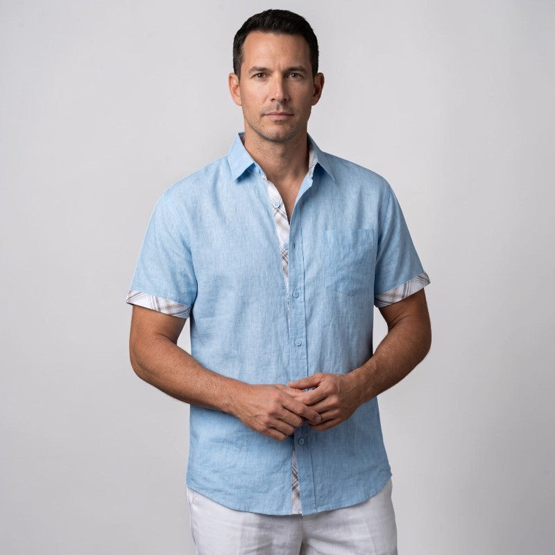 Orvalés | Chemise Homme en Lin à Manches Courtes avec Poche