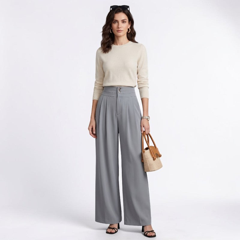 Orvalés | Pantalon Large Femme Taille Haute Chic Décontracté