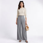 Orvalés | Pantalon Large Femme Taille Haute Chic Décontracté