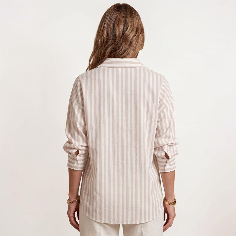 Orvalés | Chemise Rayée Femme à Col Classique – Manches Longues