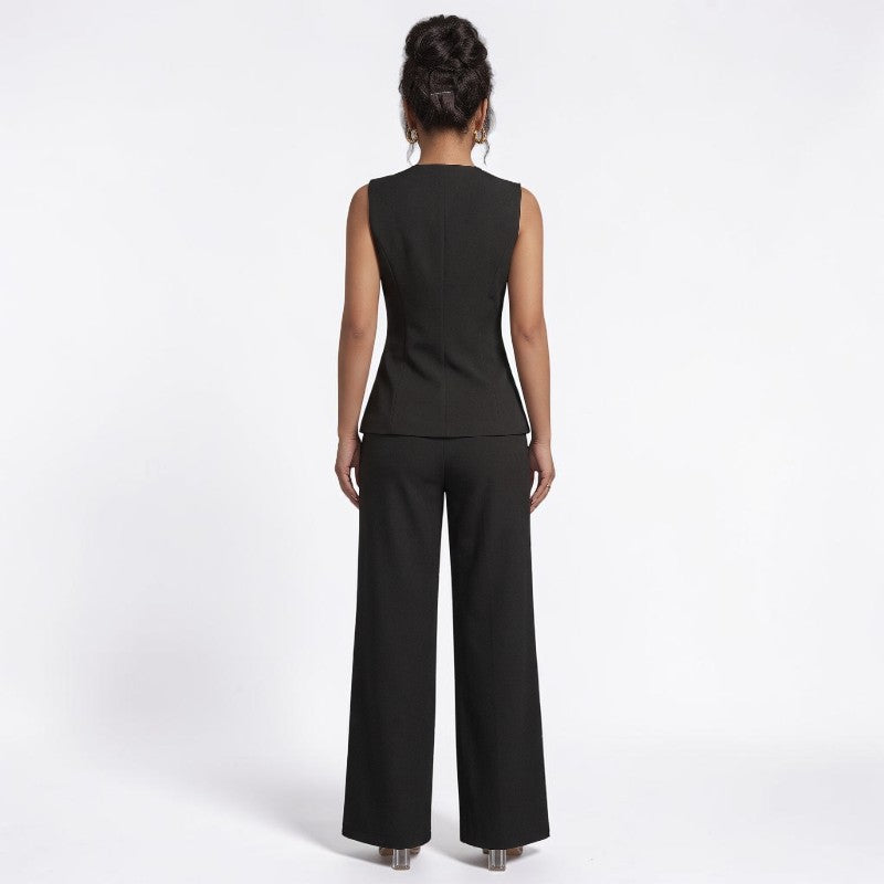 Orvalés | Ensemble Femme Chic Bureau Gilet et Pantalon Droit