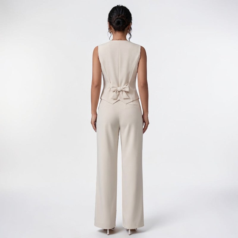 Orvalés | Ensemble Femme Chic Bureau Gilet et Pantalon Droit