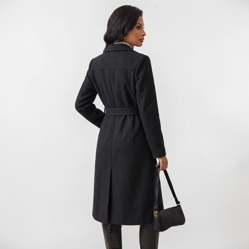 Orvalés | Manteau Long Femme Laine Ceinturé Poches