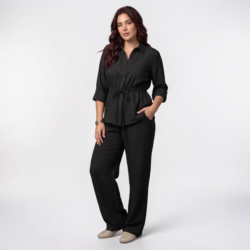 Orvalés | Ensemble Élégant Femme Coupe Classique Pantalon Large Luxe
