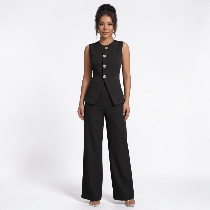 Orvalés | Ensemble Femme Chic Bureau Gilet et Pantalon Droit