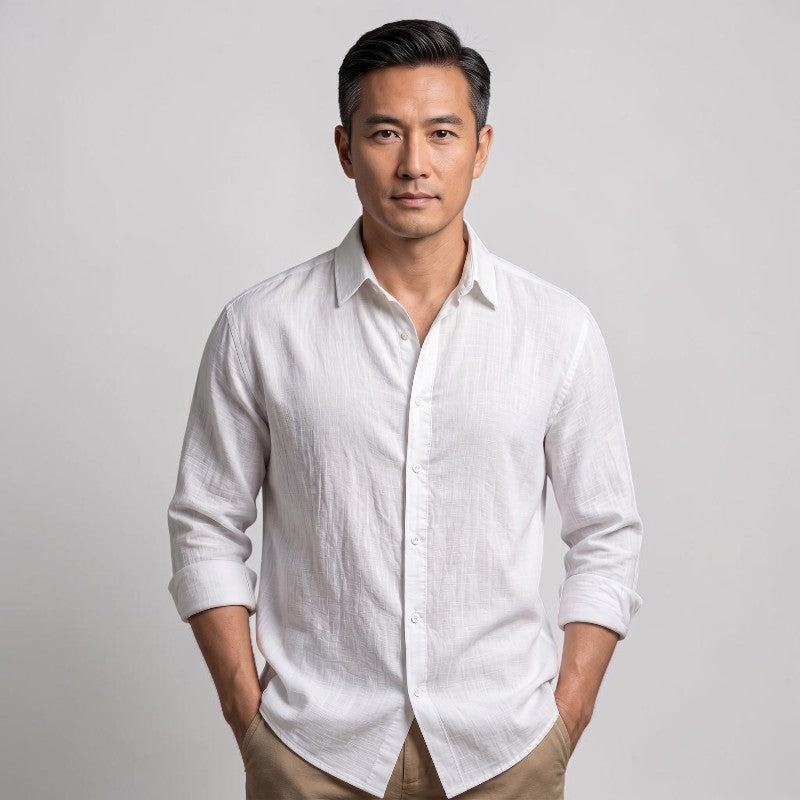 Orvalés | Chemise Homme Lin Style Manches Longues Légère et Respirante
