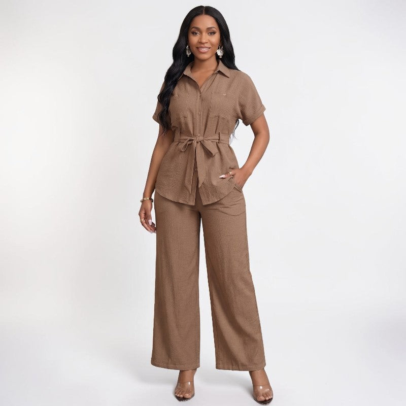 Orvalés | Ensemble Premium Femme Chemise et Pantalon Large Intemporel