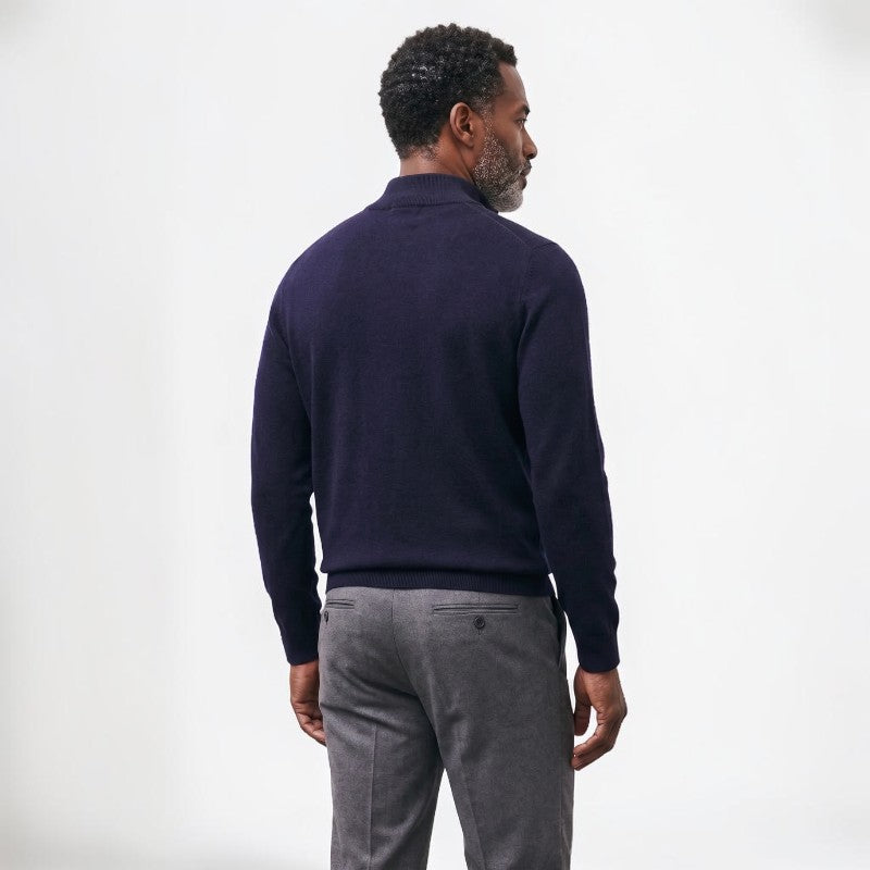 Orvalés | Pull Homme Col Cheminée Zippé Épais Couleur Unie