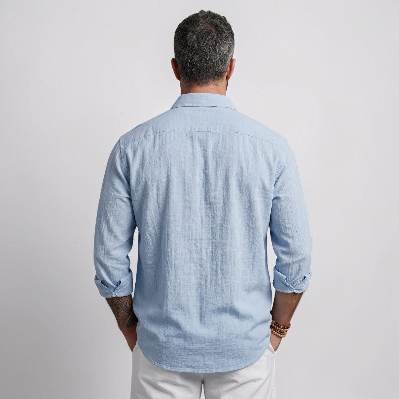 Orvalés | Chemise Homme Lin Style Manches Longues Légère et Respirante