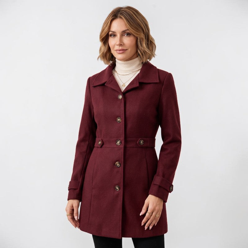 Orvalés | Manteau Tweed Femme Mi-Long Couleur Unie Hiver