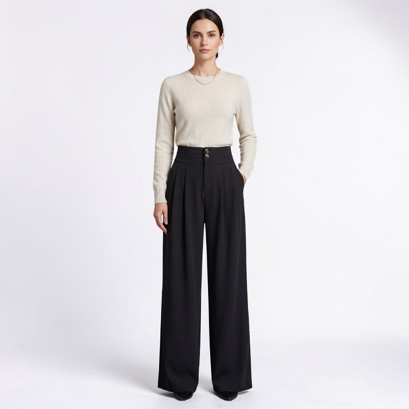 Orvalés | Pantalon Large Femme Taille Haute Chic Décontracté