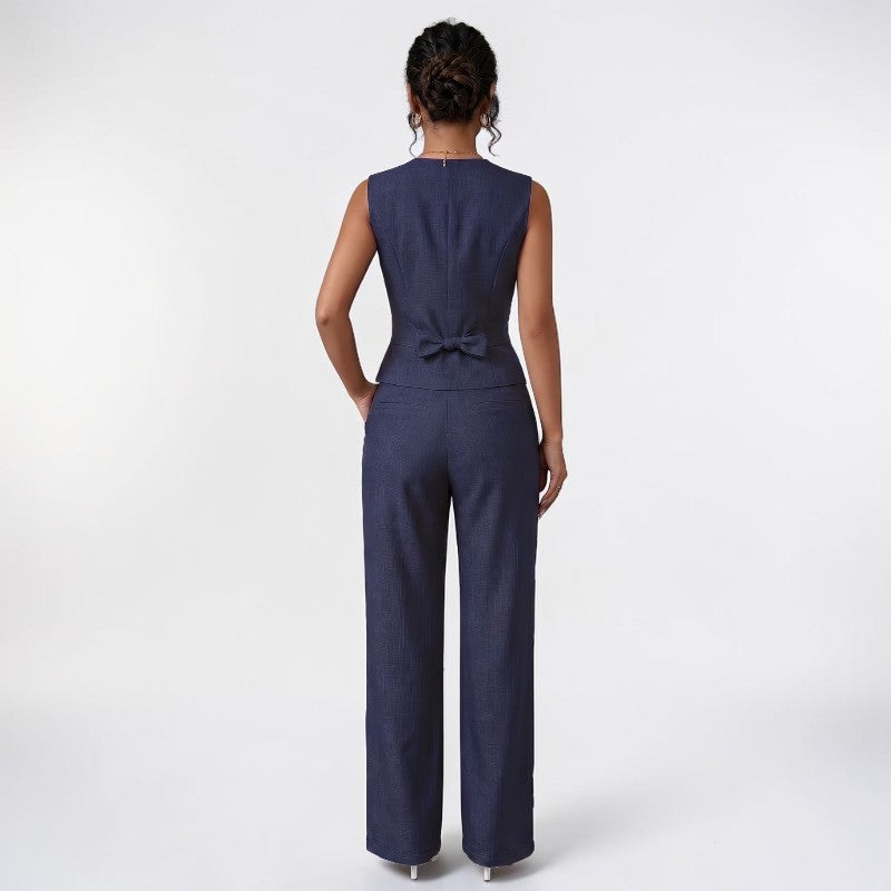 Orvalés | Ensemble Femme Chic Bureau Gilet et Pantalon Droit