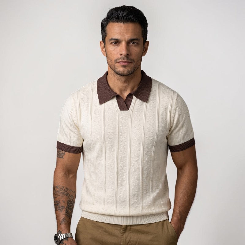 Orvalés | Polo Homme Jacquard Maille Style Classique Été Business Casual