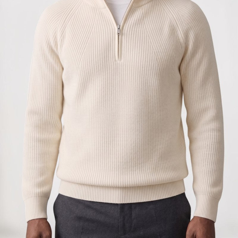 Orvalés | Pull col cheminée zippé homme maille épaisse chaud