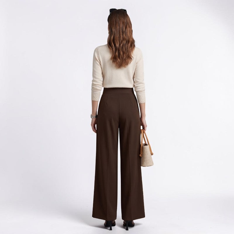 Orvalés | Pantalon Large Femme Taille Haute Chic Décontracté