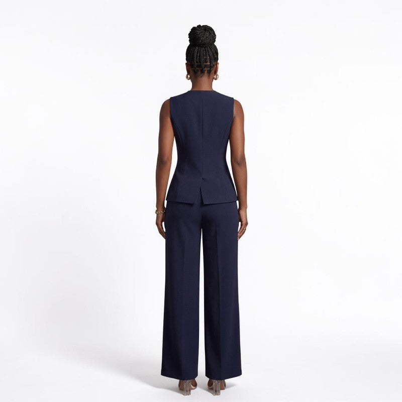 Orvalés | Ensemble Femme Chic Bureau Gilet et Pantalon Droit