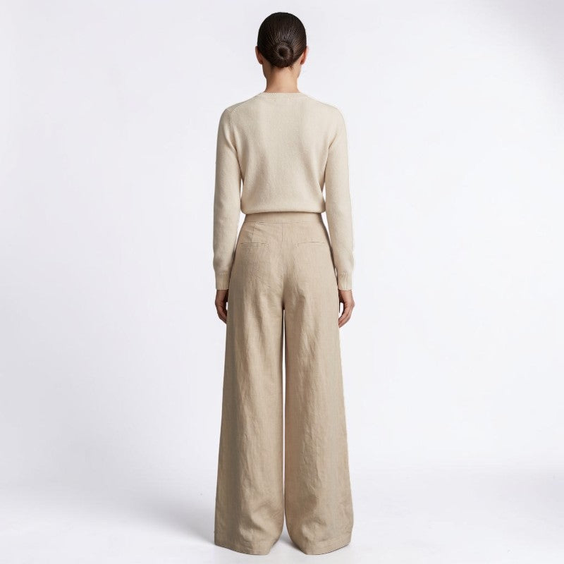 Orvalés | Pantalon Large Femme en Lin Mélangé – Coupe Ample Élégante