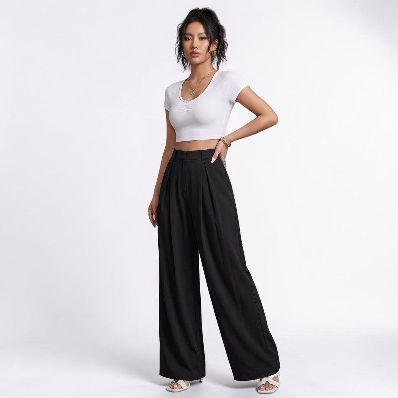 Orvalés | Pantalon Femme Taille Haute Coupe Large Style Classique