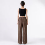 Orvalés | Pantalon Femme en Lin Mélangé Taille Haute Coupe Large Été