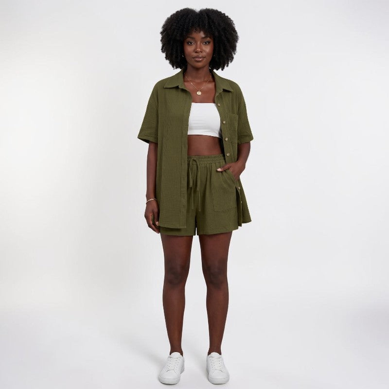 Orvalés | Ensemble Deux Pièces Femme Chemise Boutonnée et Short