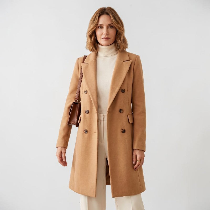 Orvalés | Manteau tweed femme double boutonnage coupe ample mi-long