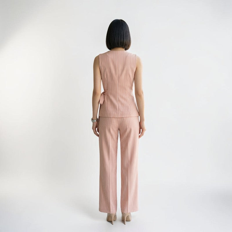 Orvalés | Ensemble Femme Rayé Sans Manches Pantalon Large Élégant