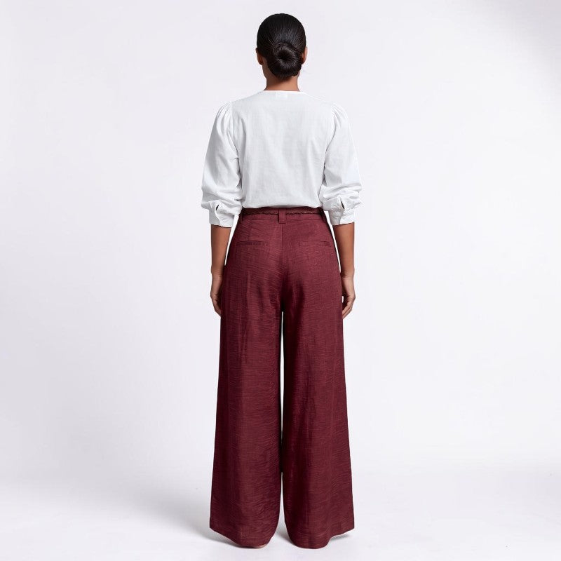 Orvalés | Pantalon Large Femme en Lin Taille Haute à Cordon d'Été