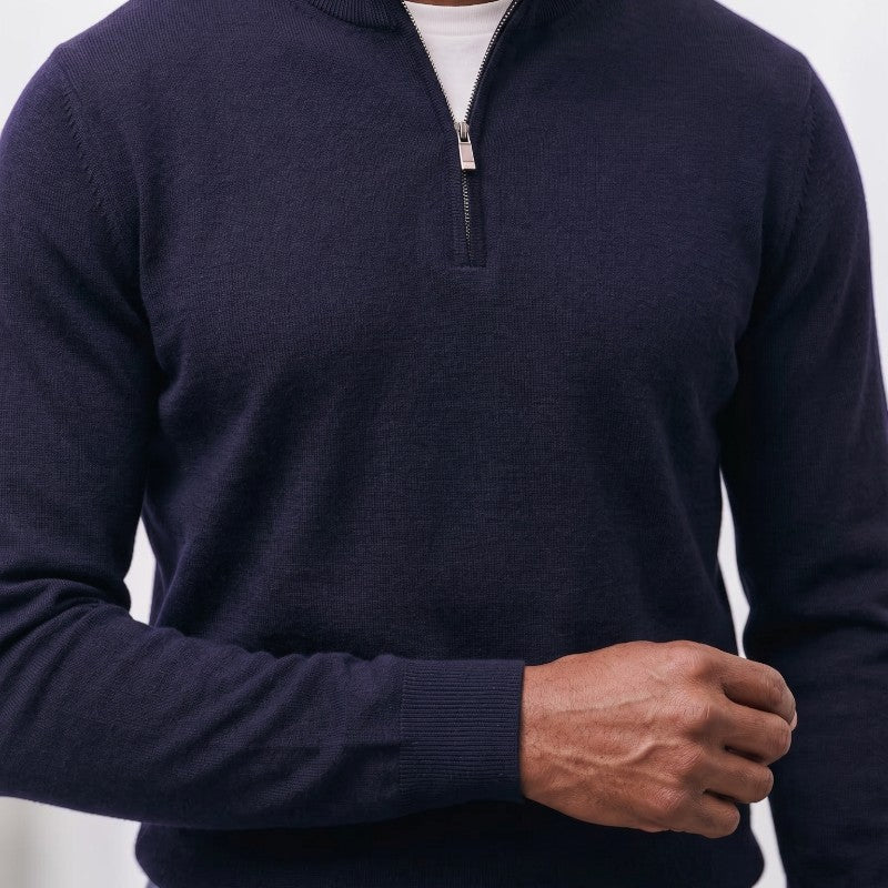 Orvalés | Pull Homme Col Cheminée Zippé Épais Couleur Unie