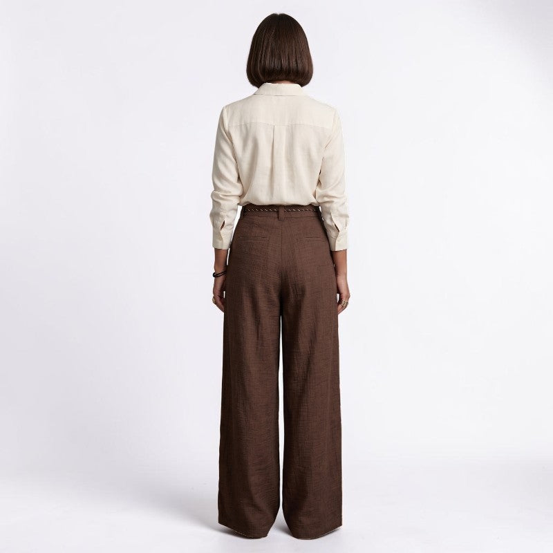 Orvalés | Pantalon Large Femme en Lin Taille Haute à Cordon d'Été
