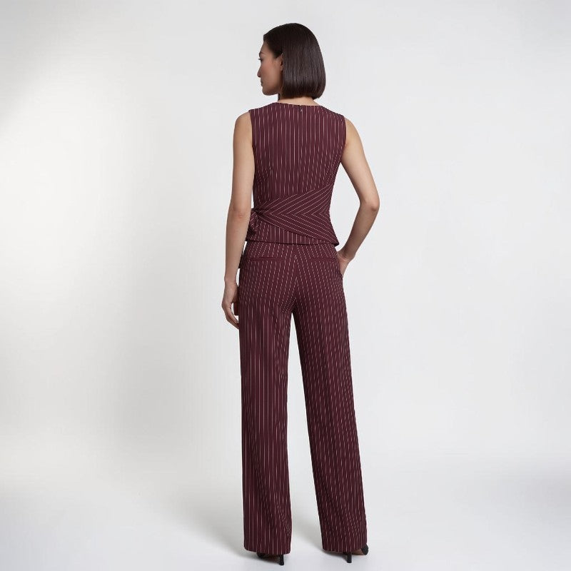 Orvalés | Ensemble Femme Rayé Sans Manches Pantalon Large Élégant