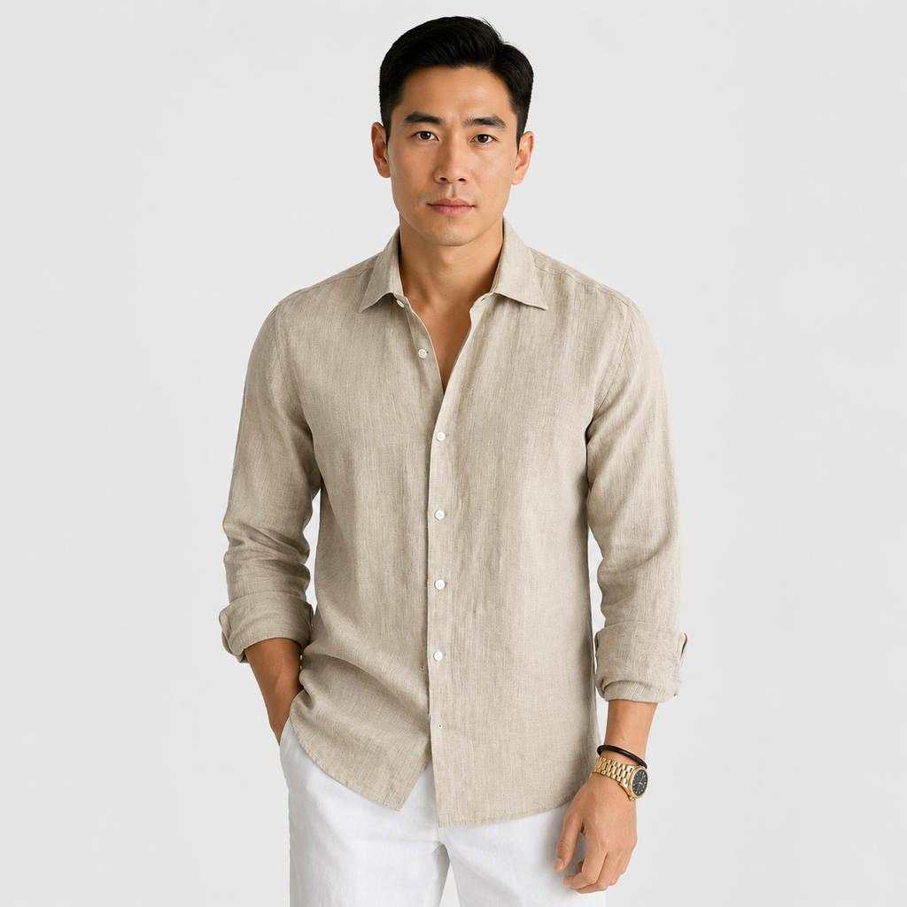 Orvalés | Men's Long-Sleeve Linen Shirt – Casual Vacation Style
