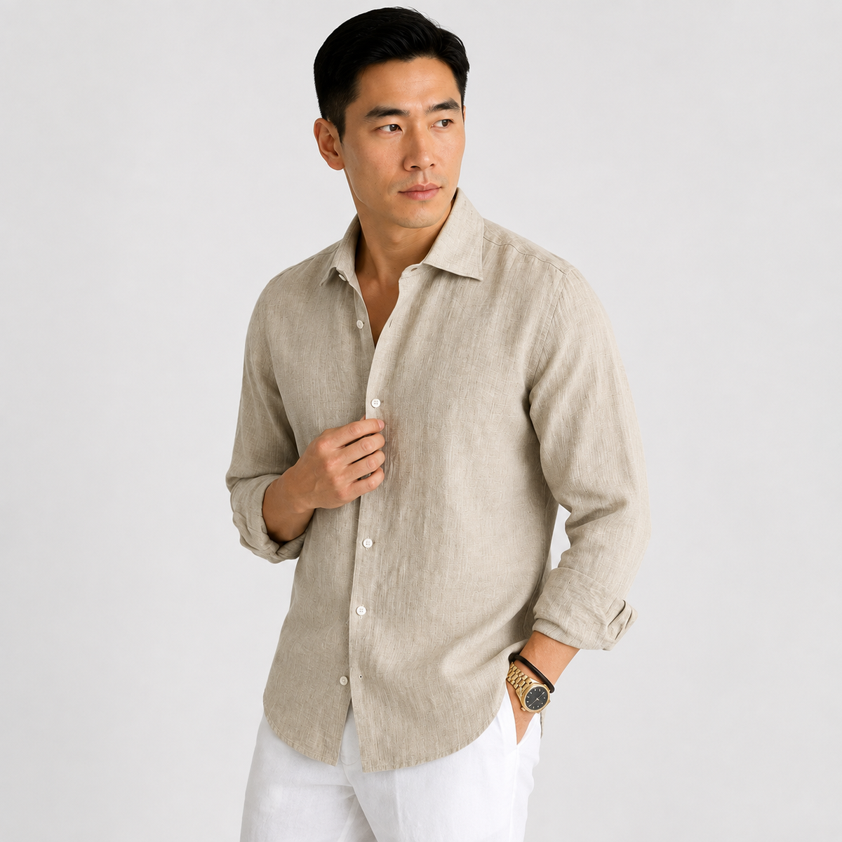 Orvalés | Men's Long-Sleeve Linen Shirt – Casual Vacation Style
