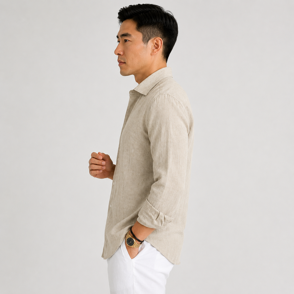 Orvalés | Men's Long-Sleeve Linen Shirt – Casual Vacation Style