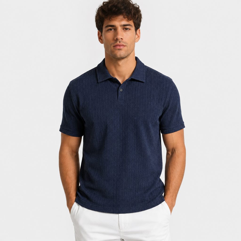 Orvalés | Men's Short-Sleeve Jacquard Knit Polo – Refined Style